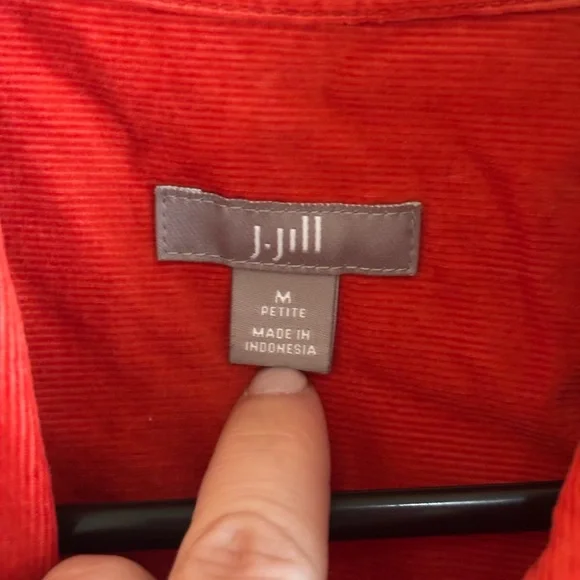 J.Jill Corduroy Tunic Top – Medium Petite – Orange Button-Front - Picture 5 of 9